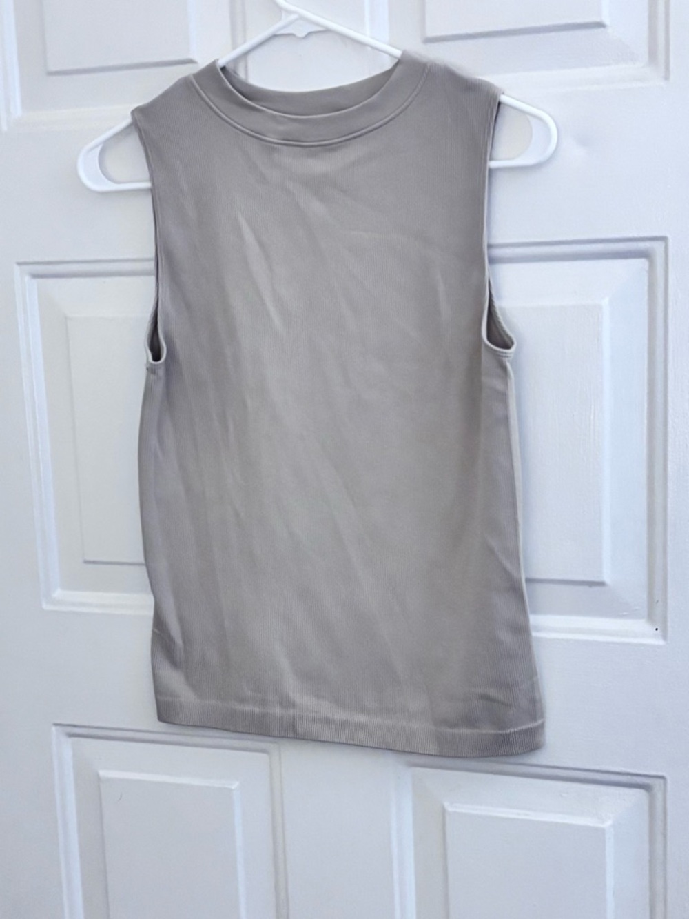 Ann Taylor Sleeveless Mock Neck Tank - Taupe Neutral